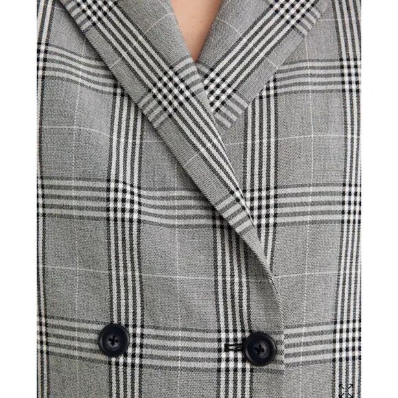 Madewell Womens Caldwell Plaid Double-Breasted Blazer Jacket Small Black FA EXC - Picture 4 of 12